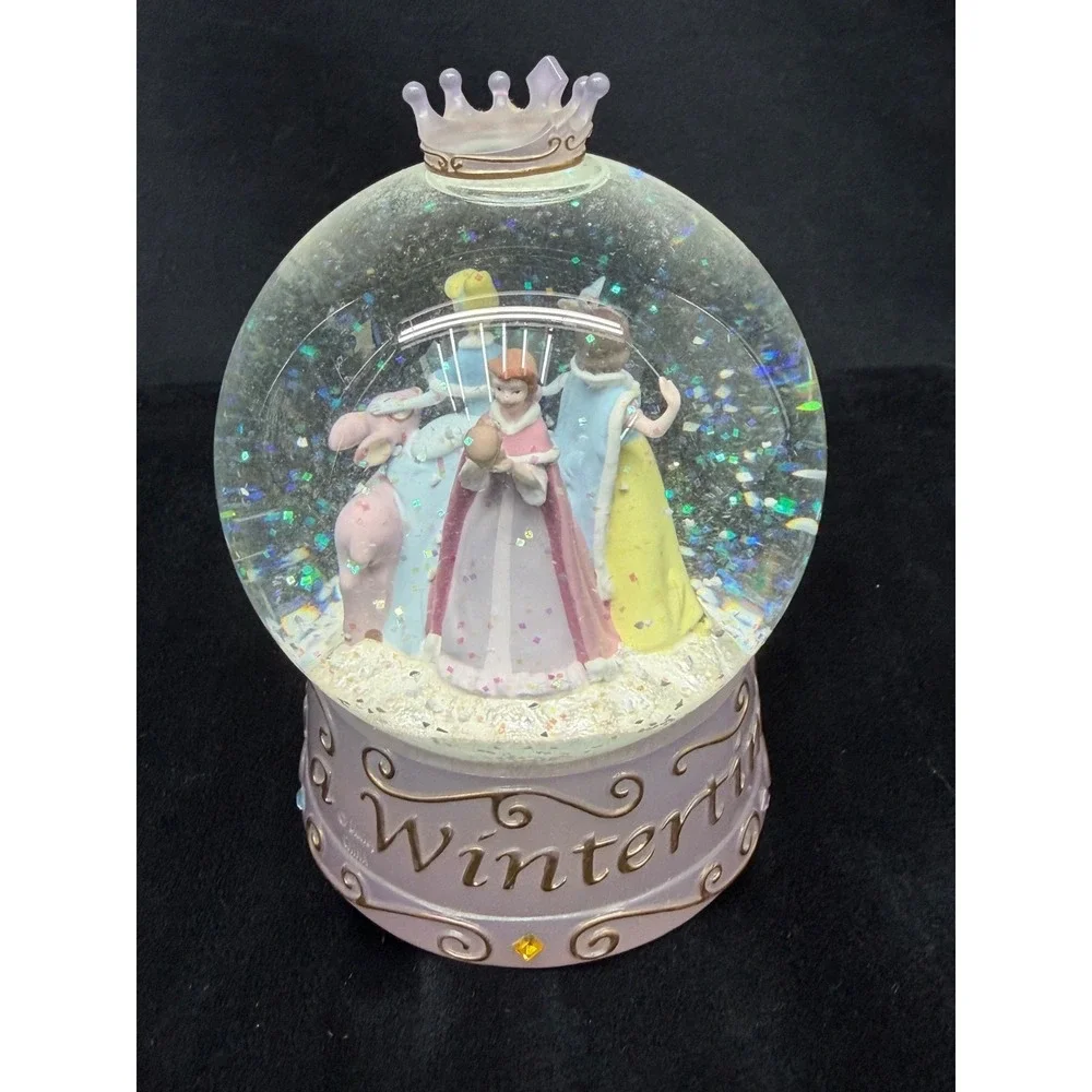 Disney Princess Snow Globe Cinderella Belle & Snow White Once Upon a Wintertime